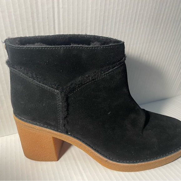 UGG Black Heeled Boots with Suede Finish - Picture 3 of 12